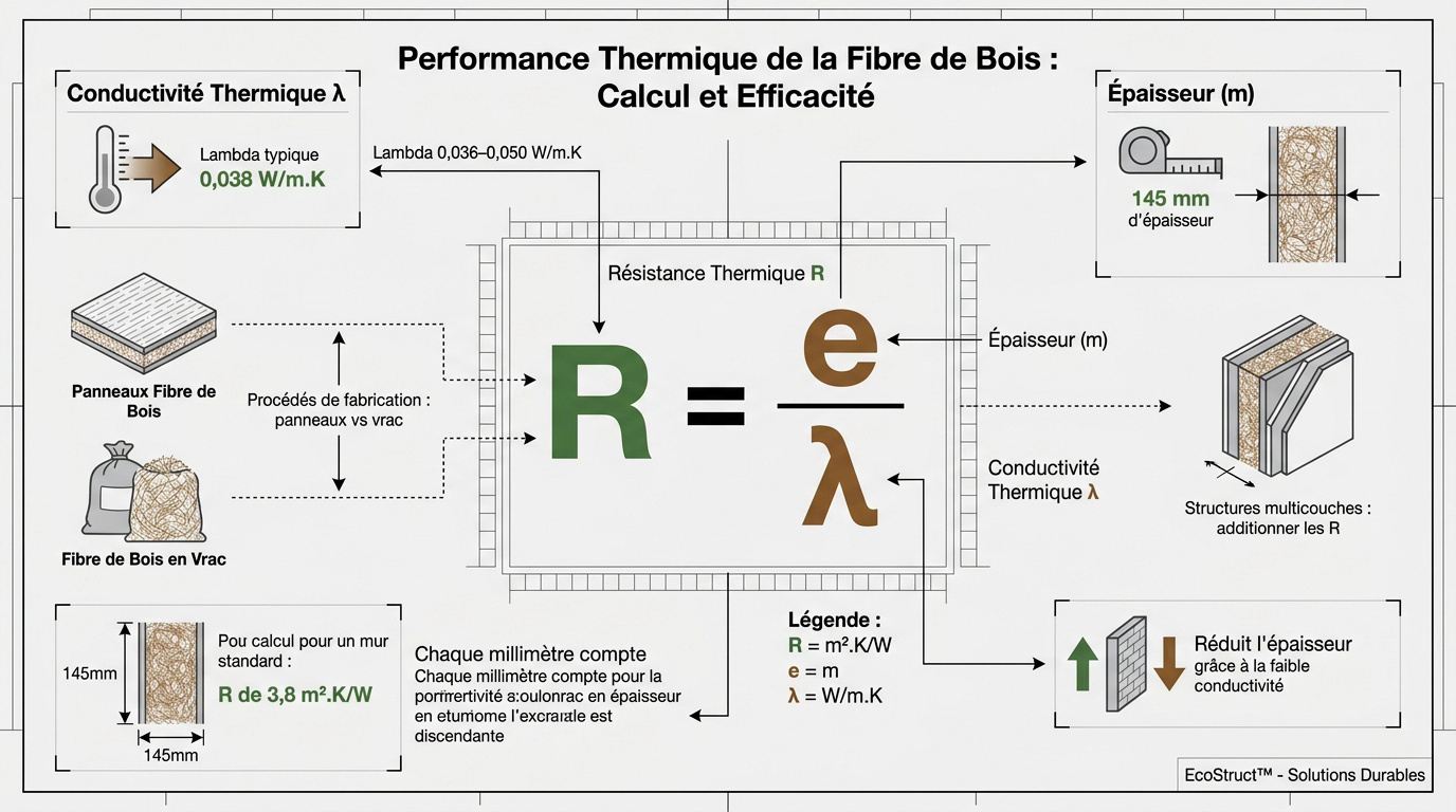 Schéma calcul thermique fibre de bois