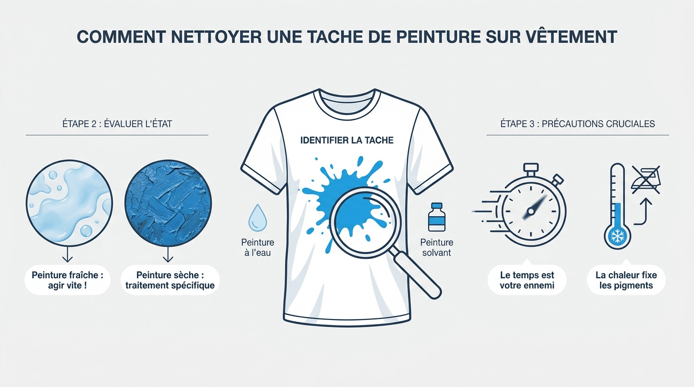 Nettoyage d'une tache de peinture sur un textile
