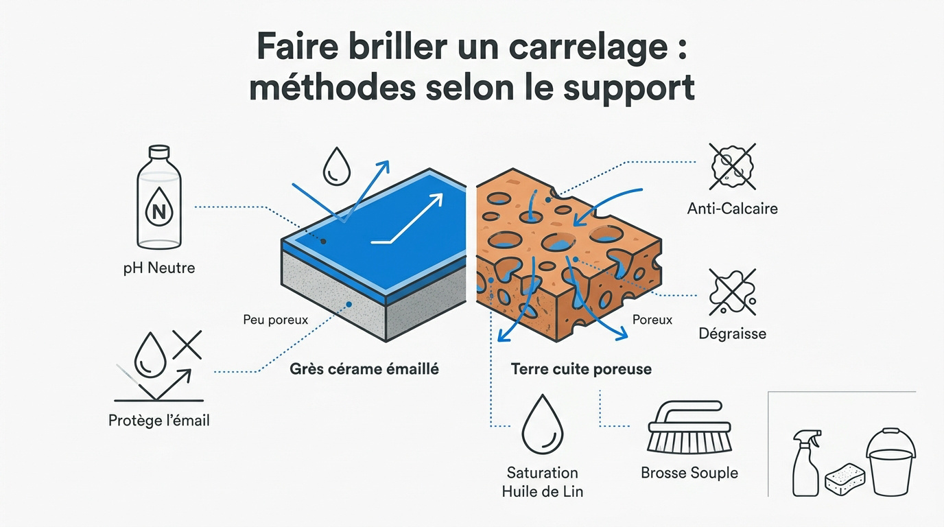 Nettoyage technique pour faire briller un carrelage professionnel