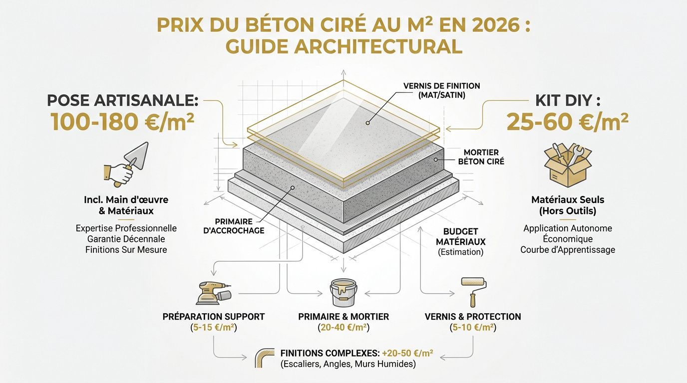 Estimation du prix au mètre carré pour une pose de béton ciré en intérieur