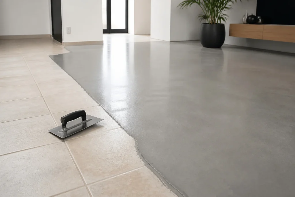 Béton ciré sur carrelage : la rénovation sans démolition