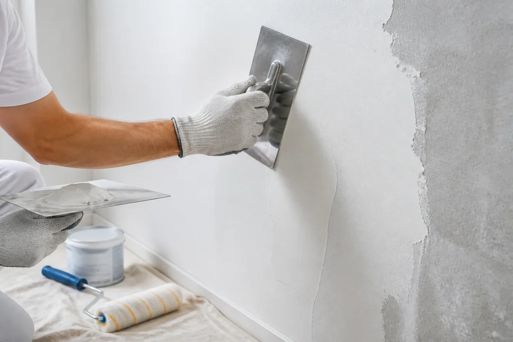 Application denduit sur mur interieur